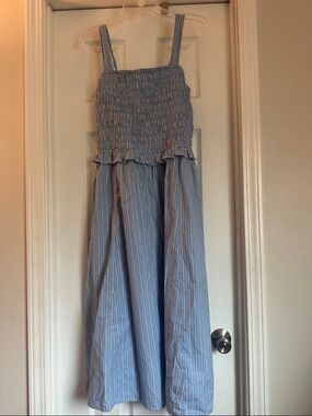 Light Blue Striped midi dress